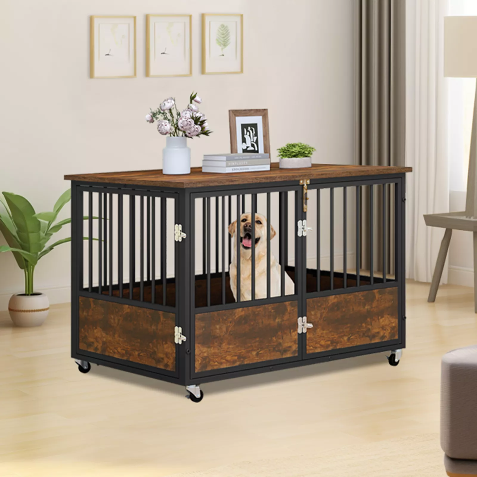 43.3" Freya Large Dog Crate Furniture