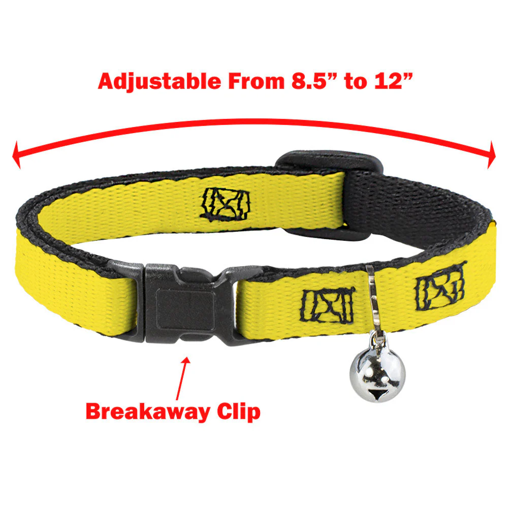 Breakaway Cat Collar with Bell - Peanuts Snoopy Silhoutte Pose Black/Rainbow Multi Color - Image 3