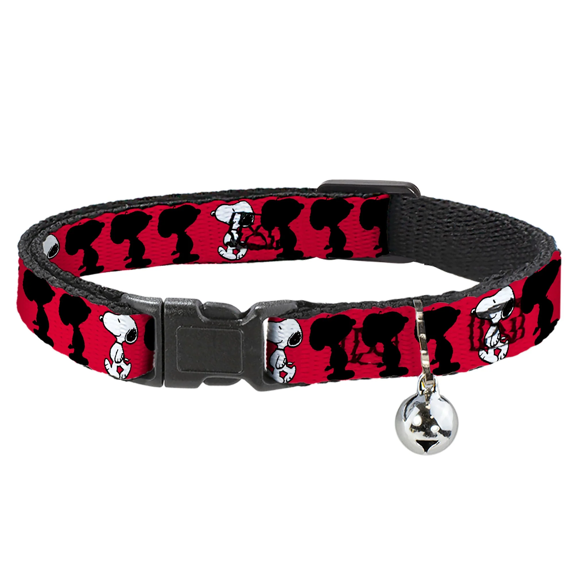 Breakaway Cat Collar with Bell - Peanuts Snoopy Walking/Silhouette Pose Red/Black/White