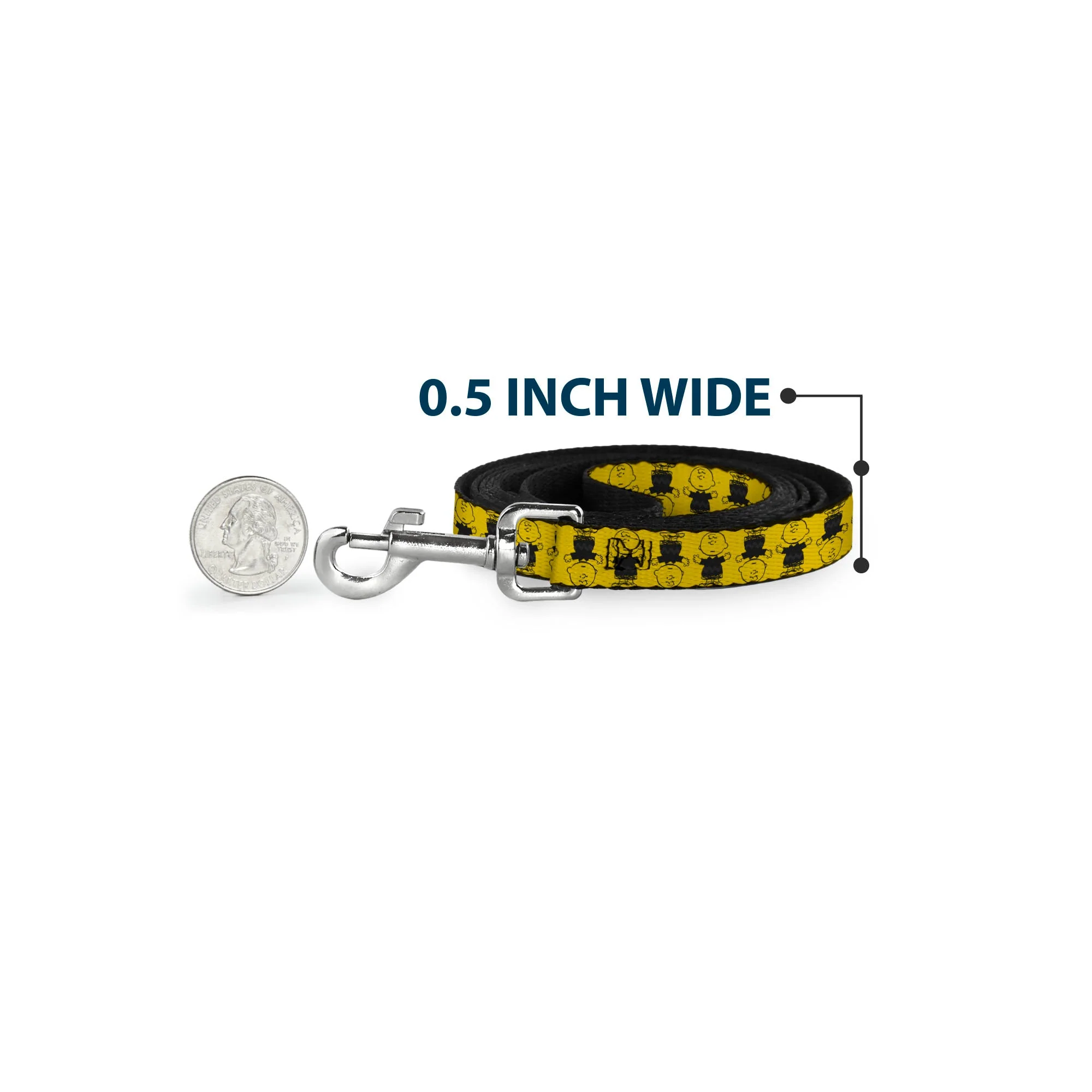 Dog Leash - Peanuts Charlie Brown Pose Flip Yellow/Black - Image 4
