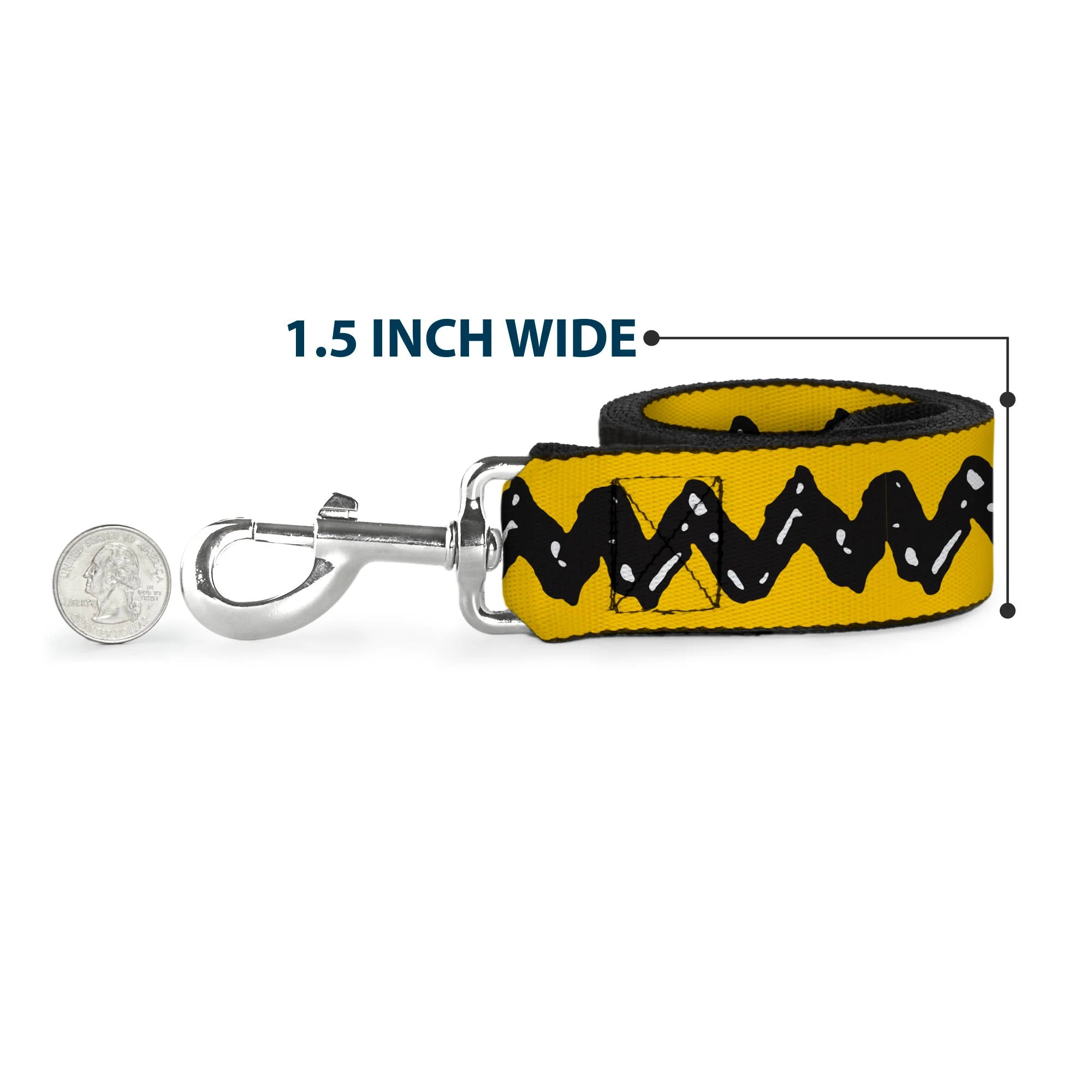 Dog Leash - Peanuts Charlie Brown Zig Zag Stripe Yellow/Black - Image 6