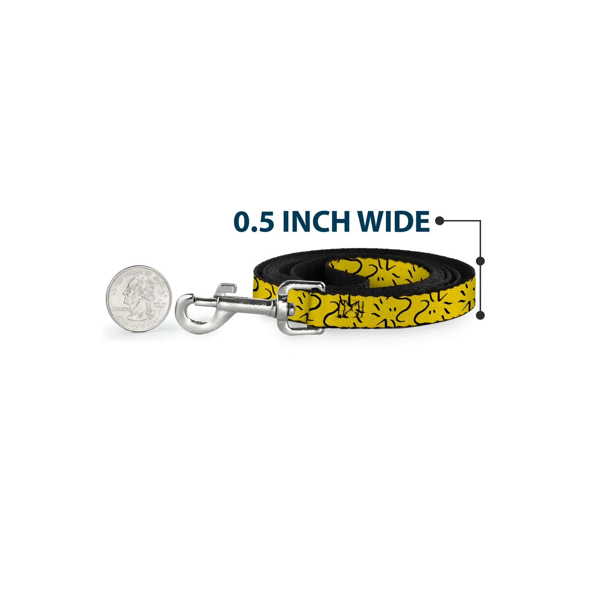 Dog Leash - Peanuts Woodstock Line Face Line Art Yellow/Black - Image 4