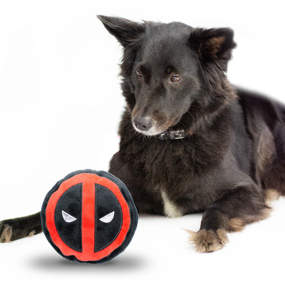 Dog Toy Squeaky Plush - Deadpool Logo Black Red White - Image 3