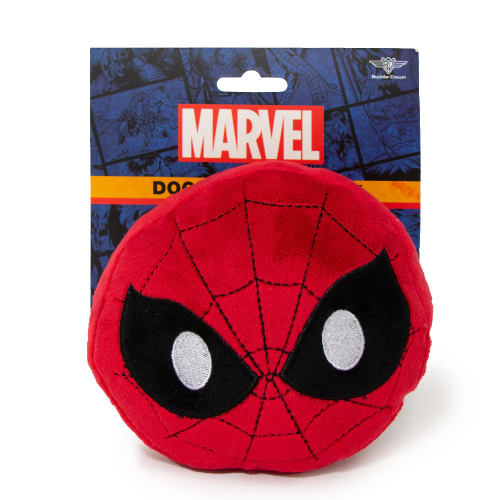 Dog Toy Squeaky Plush - Spider-Man Face Emoji Red Black White - Image 4