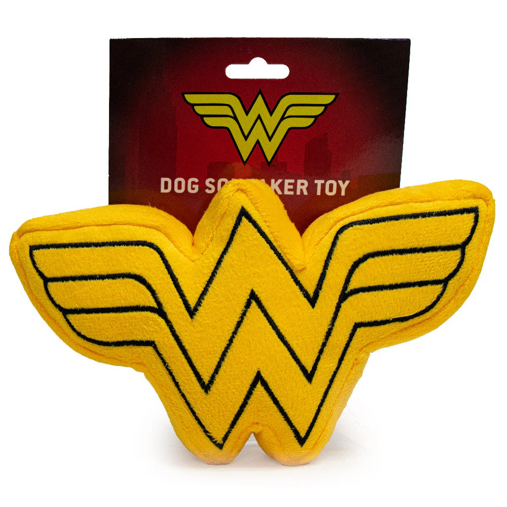 DTPT-WWBS Dog Toy Squeaky Plush - Wonder Woman Logo Icon Yellow Black - Image 4