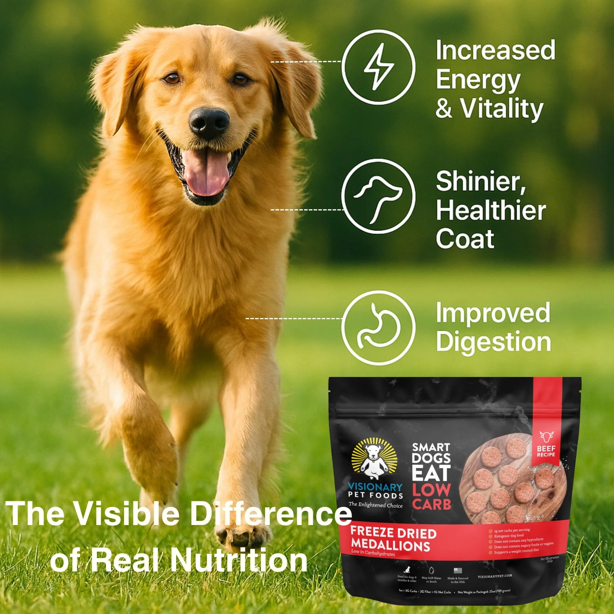 Freeze-Dried Beef Dog Food ā High-Protein, Grain-Free Keto Recipe | 25oz Bag - Image 2