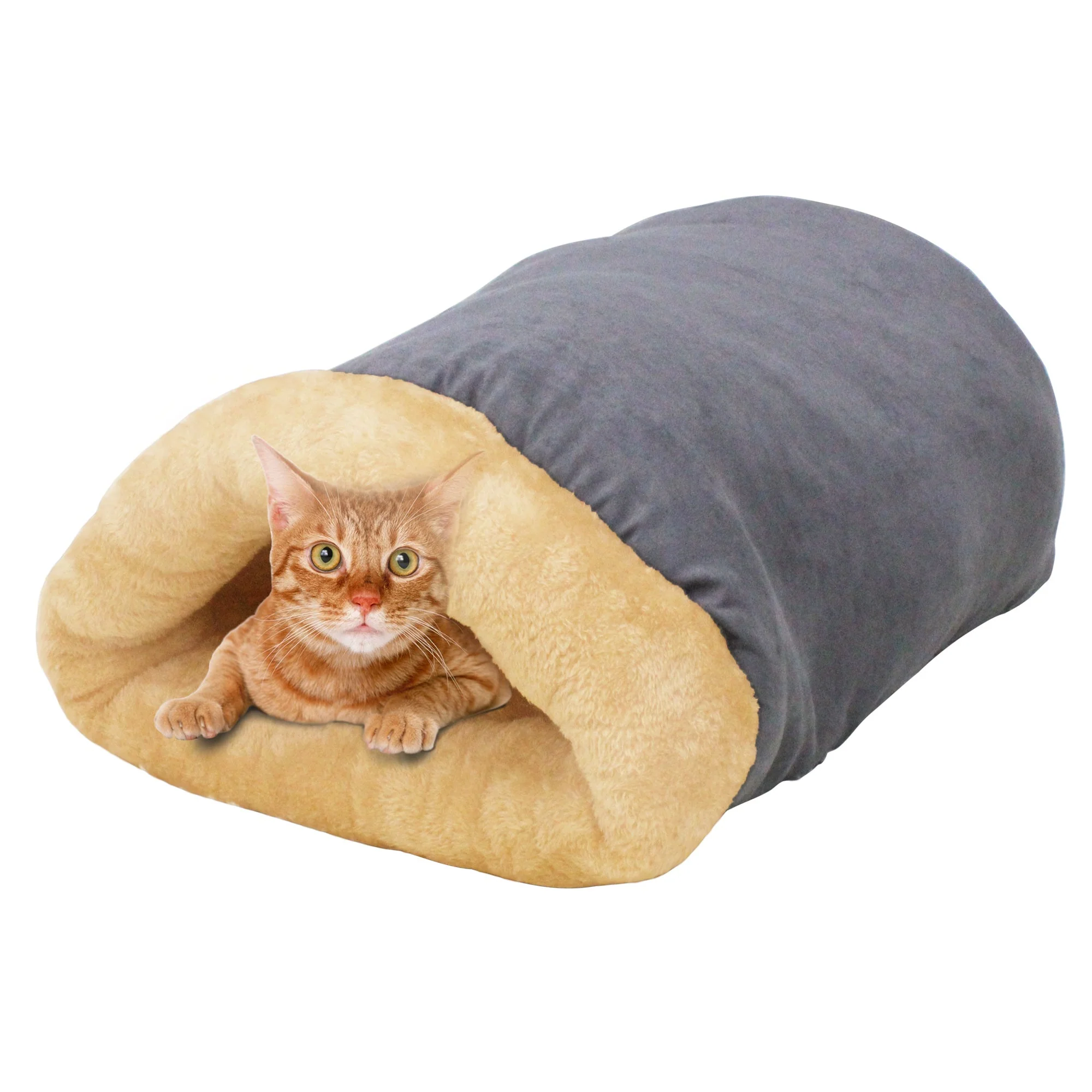 GOOPAWS 4 in 1 Self Warming Burrow Cat Bed Sleeping Cave, Sage Green - Image 9