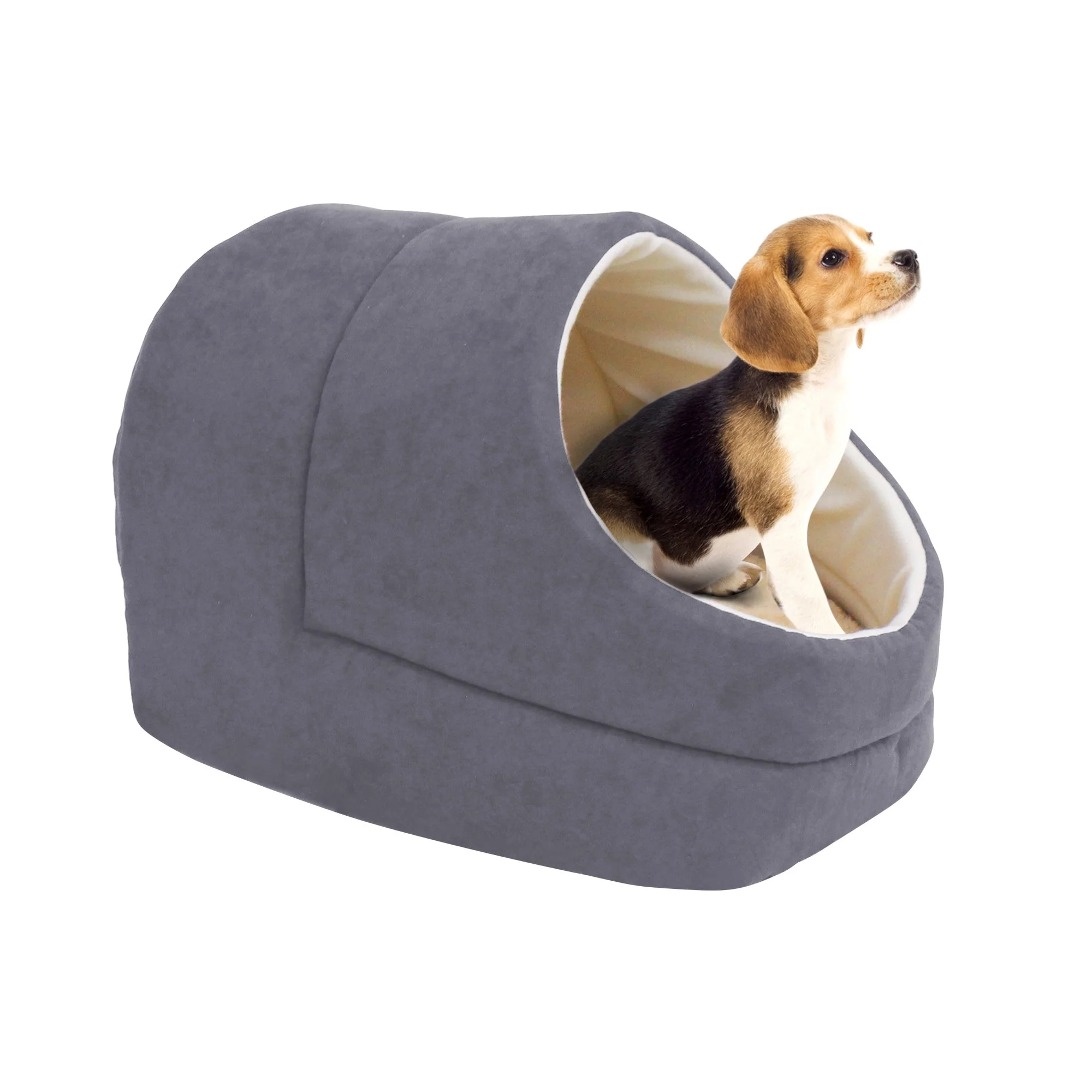 GOOPAWS Cave Covered Cat & Small Dog Warming Burrow Bed, Sage Green - Image 9