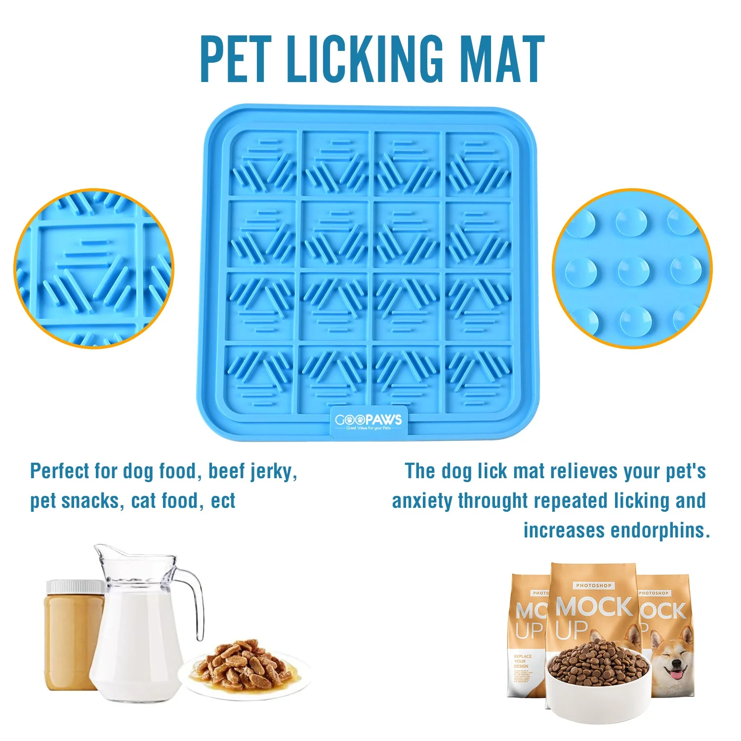 GOOPAWS Licking Mat 3 Pack, Orange & Grey & Blue - Image 2