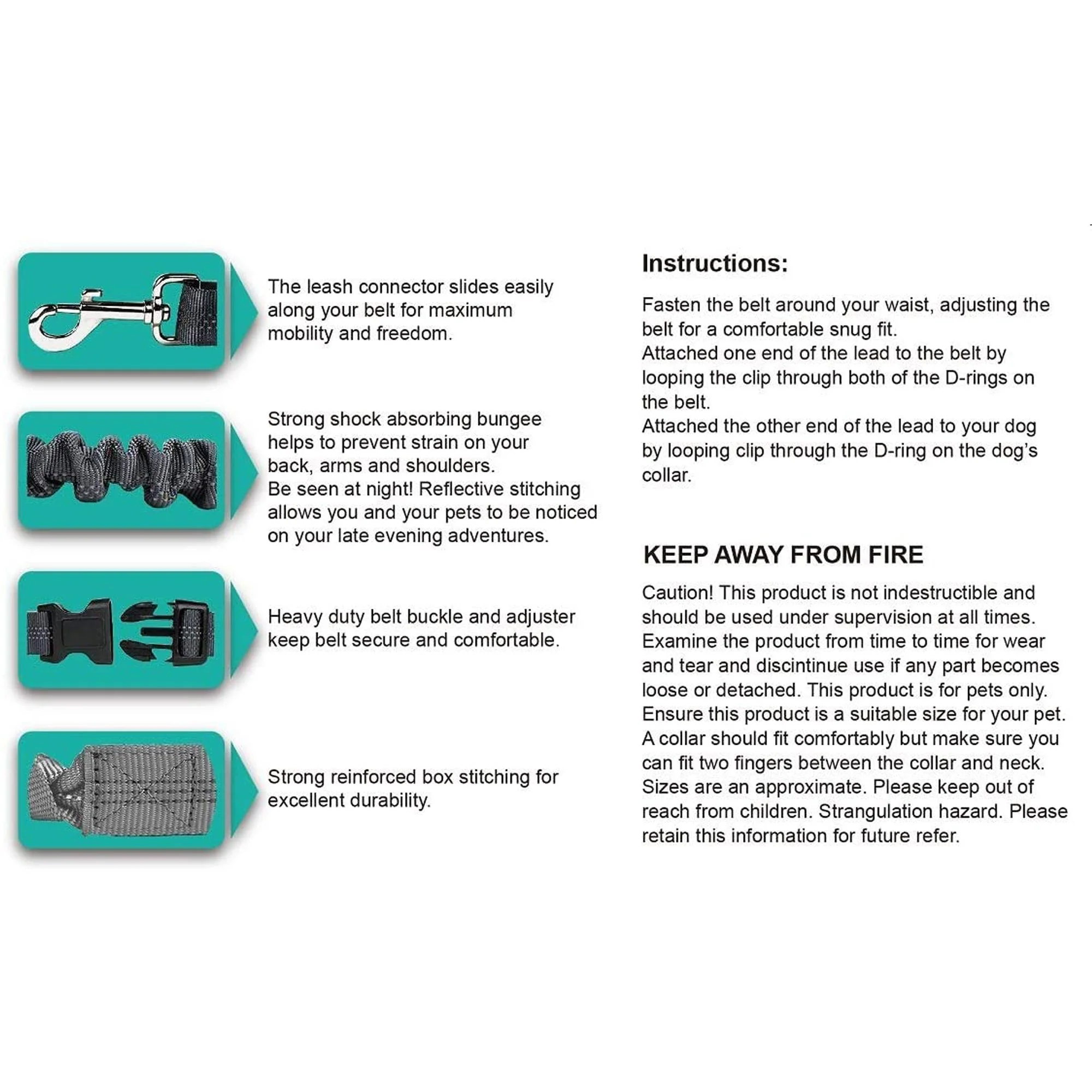 GOOPAWS No Pull Hand Free Bungee Dog Leash for Hiking, Running, Blue - Image 4