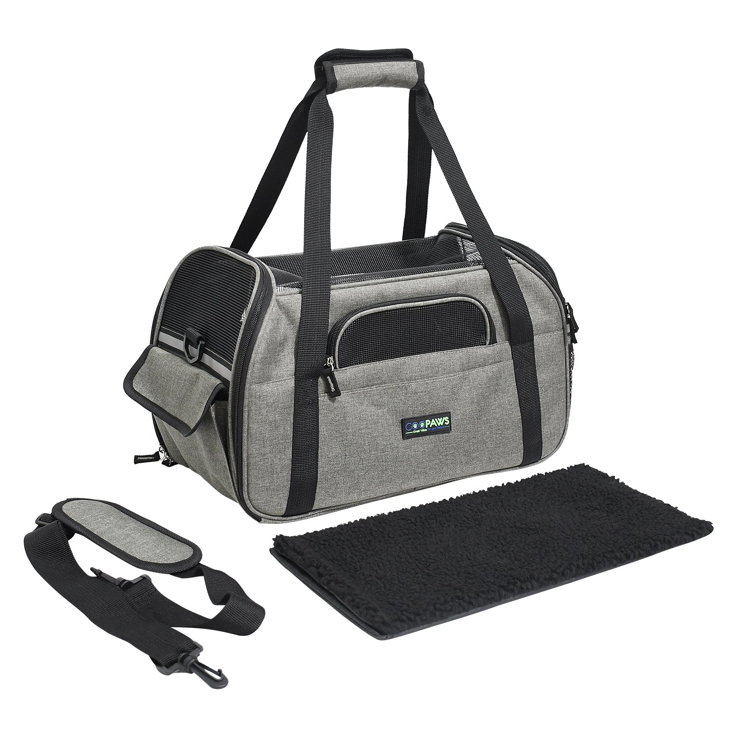 GOOPAWS Soft Sided Pet Carrier Perfect for Travel, Smoke Grey, 17" - Image 4