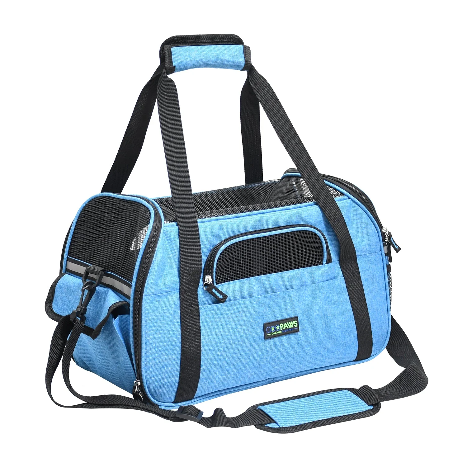 GOOPAWS Soft Sided Pet Cat Carrier Perfect for Travel, Turquoise, 19" - Image 11
