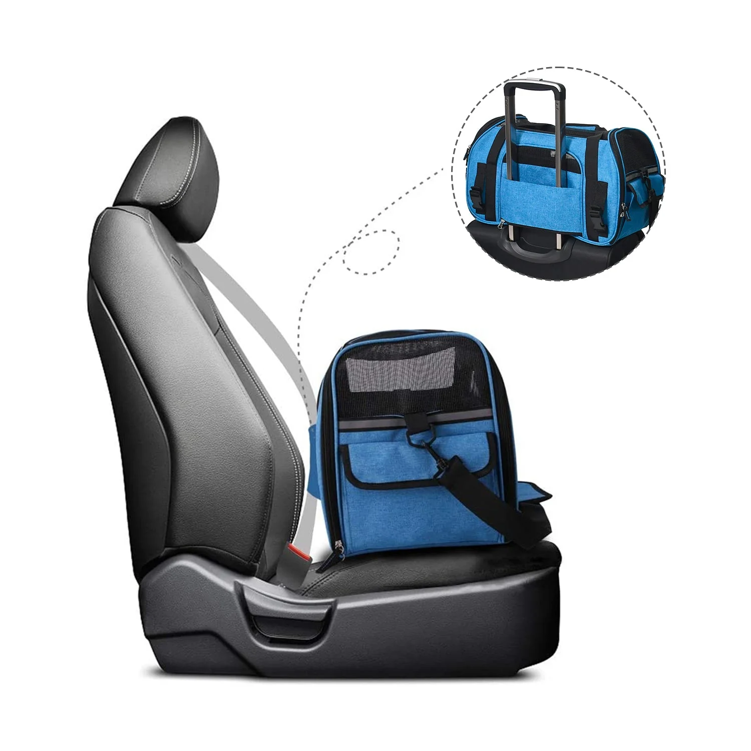 GOOPAWS Soft Sided Pet Cat Carrier Perfect for Travel, Turquoise, 19" - Image 6