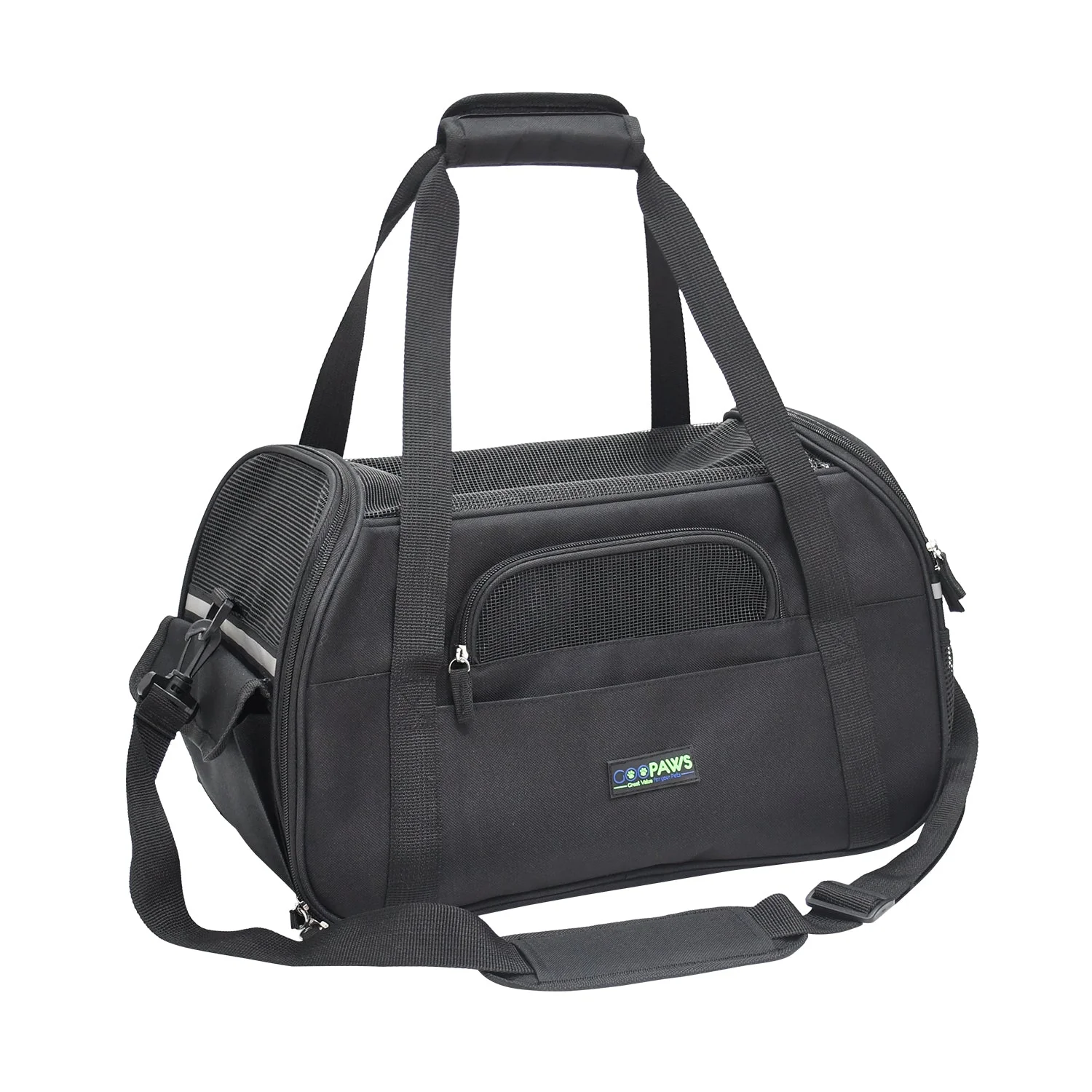 GOOPAWS Soft Sided Small Dog Carrier Comfort for Travel, Black, 19"