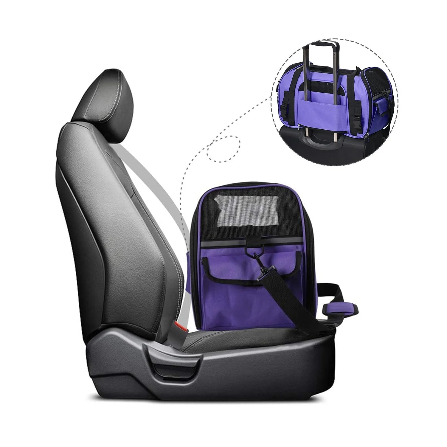 GOOPAWS Soft Sided Small Dog Carrier Comfort for Travel, Purple, 17" - Image 6