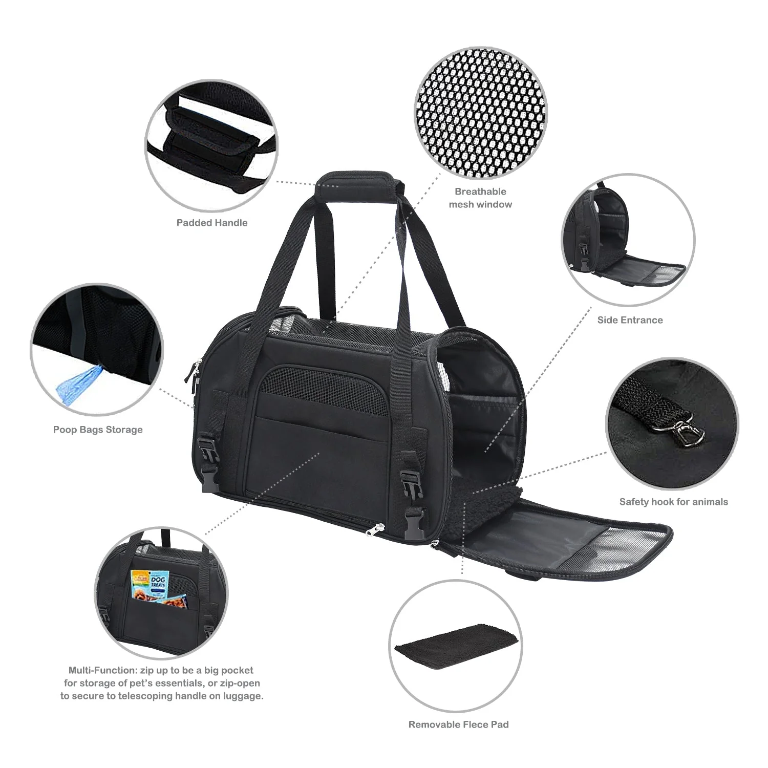 GOOPAWS Soft Sided Small Pet Carrier Comfort for Travel, Black, 17" - Image 5