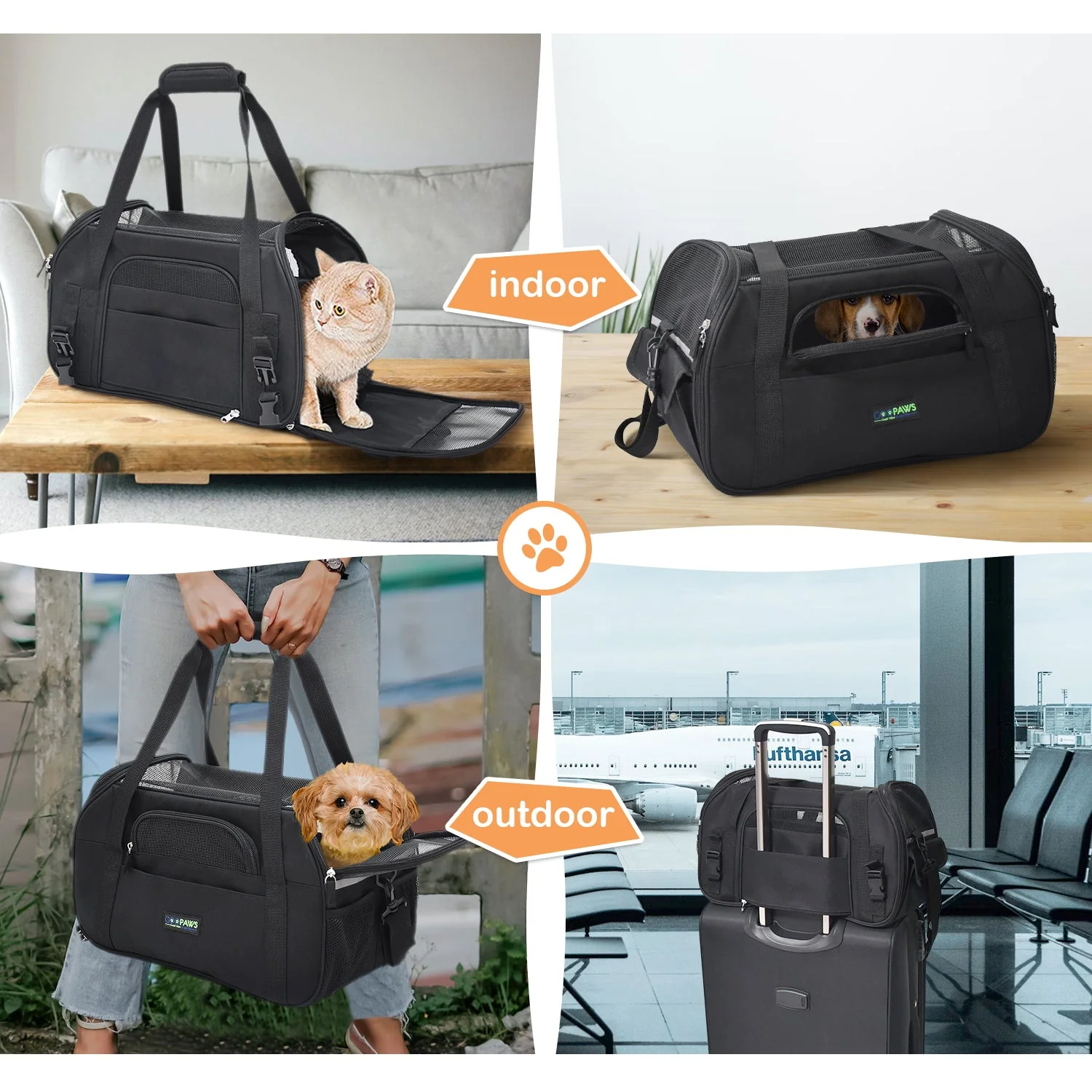 GOOPAWS Soft Sided Small Pet Carrier Comfort for Travel, Black, 17" - Image 7