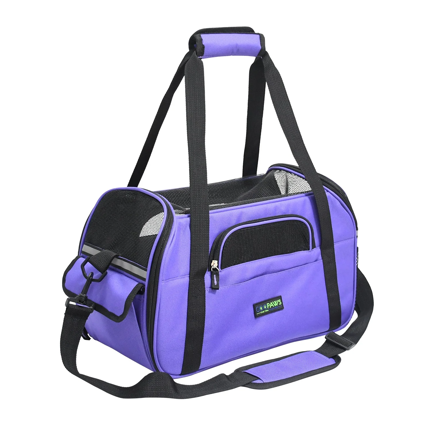 GOOPAWS Soft Sided Small Pet Carrier Comfort for Travel, Purple, 19"