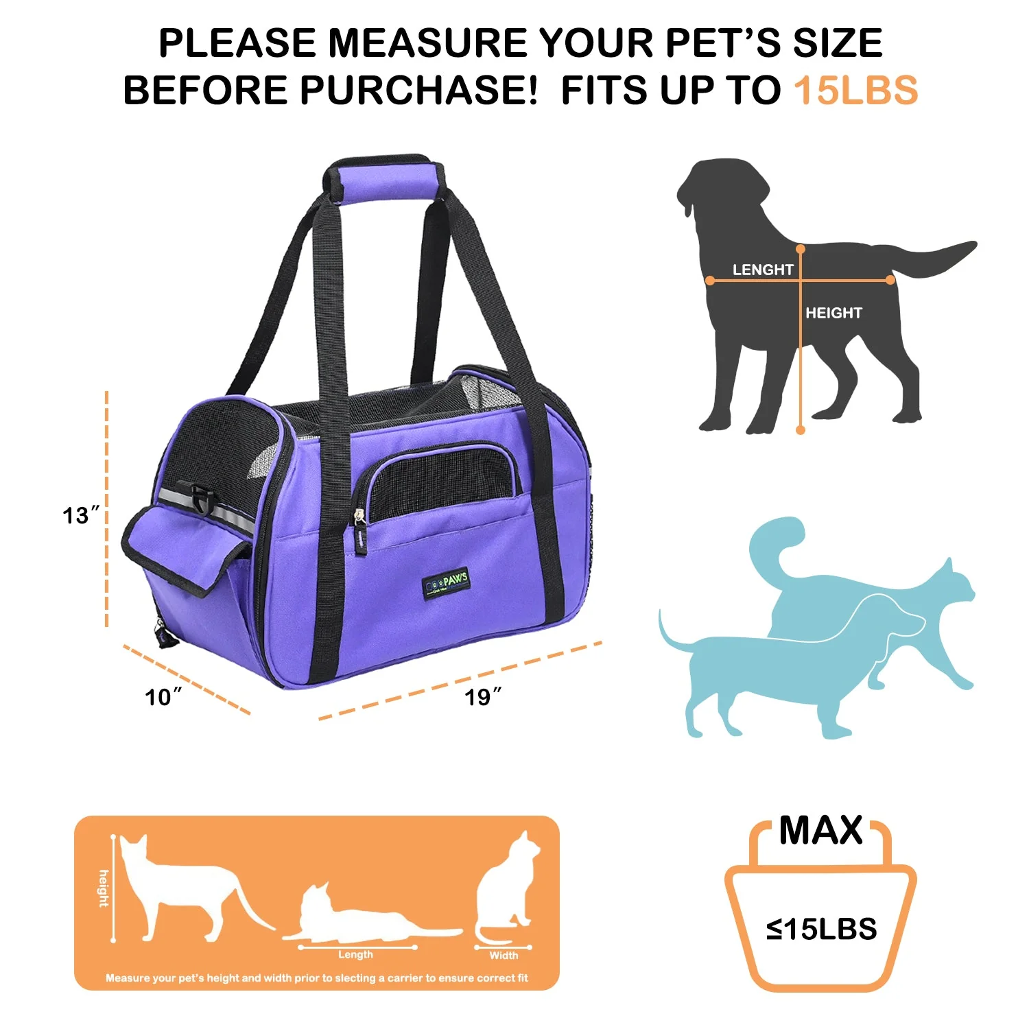 GOOPAWS Soft Sided Small Pet Carrier Comfort for Travel, Purple, 19" - Image 2