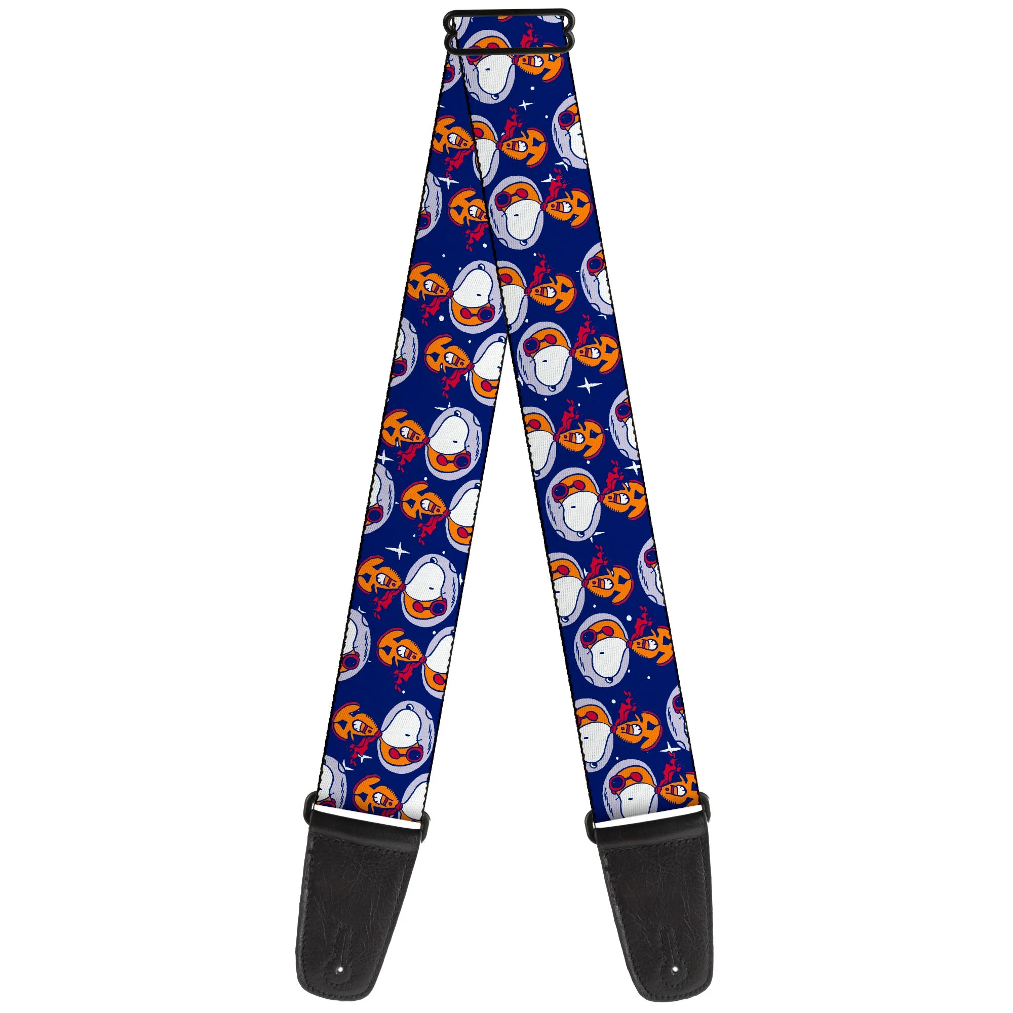Guitar Strap - Peanuts Astronaut Snoopy Walking Pose Scattered Blue/Orange