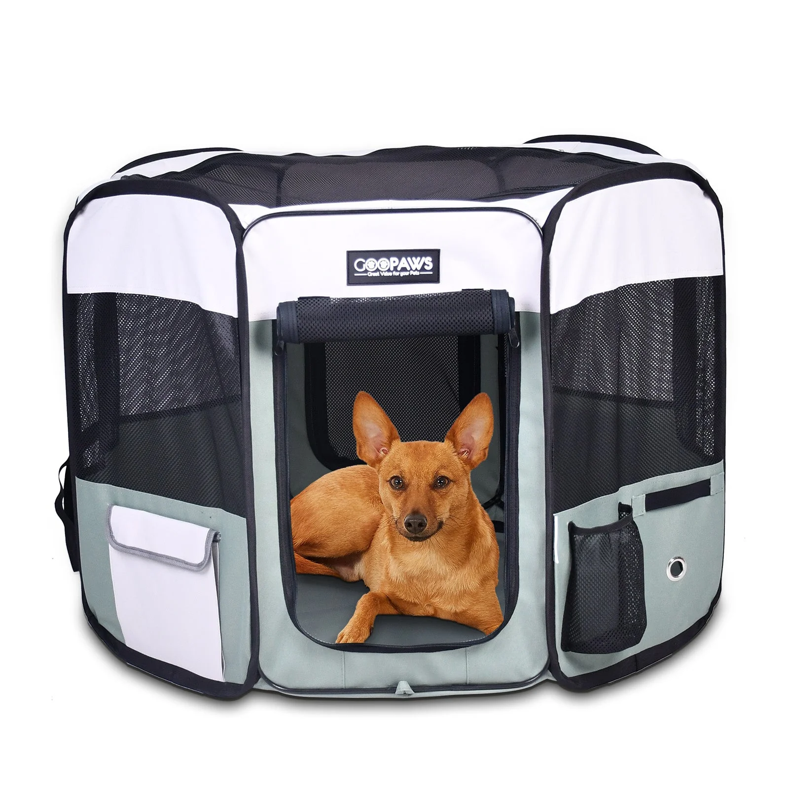 Jespet 2-Door Portable Soft-Sided Dog, Cat & Small Pet Exercise Playpen, Blue, 36'' - Image 13