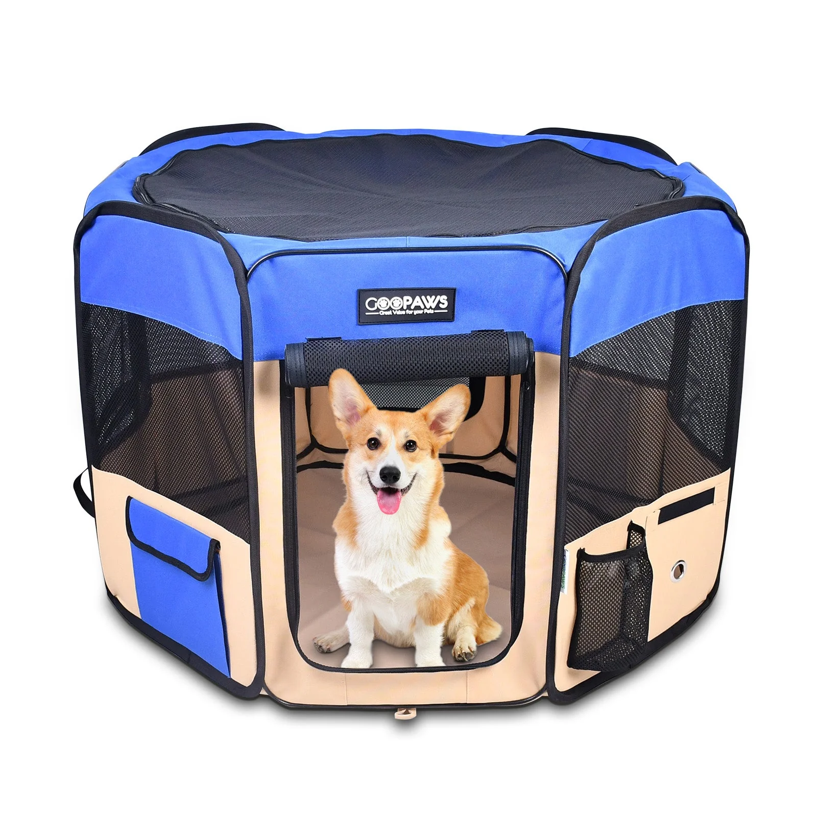 Jespet 2-Door Portable Soft-Sided Dog, Cat & Small Pet Exercise Playpen, Blue, 36'' - Image 15