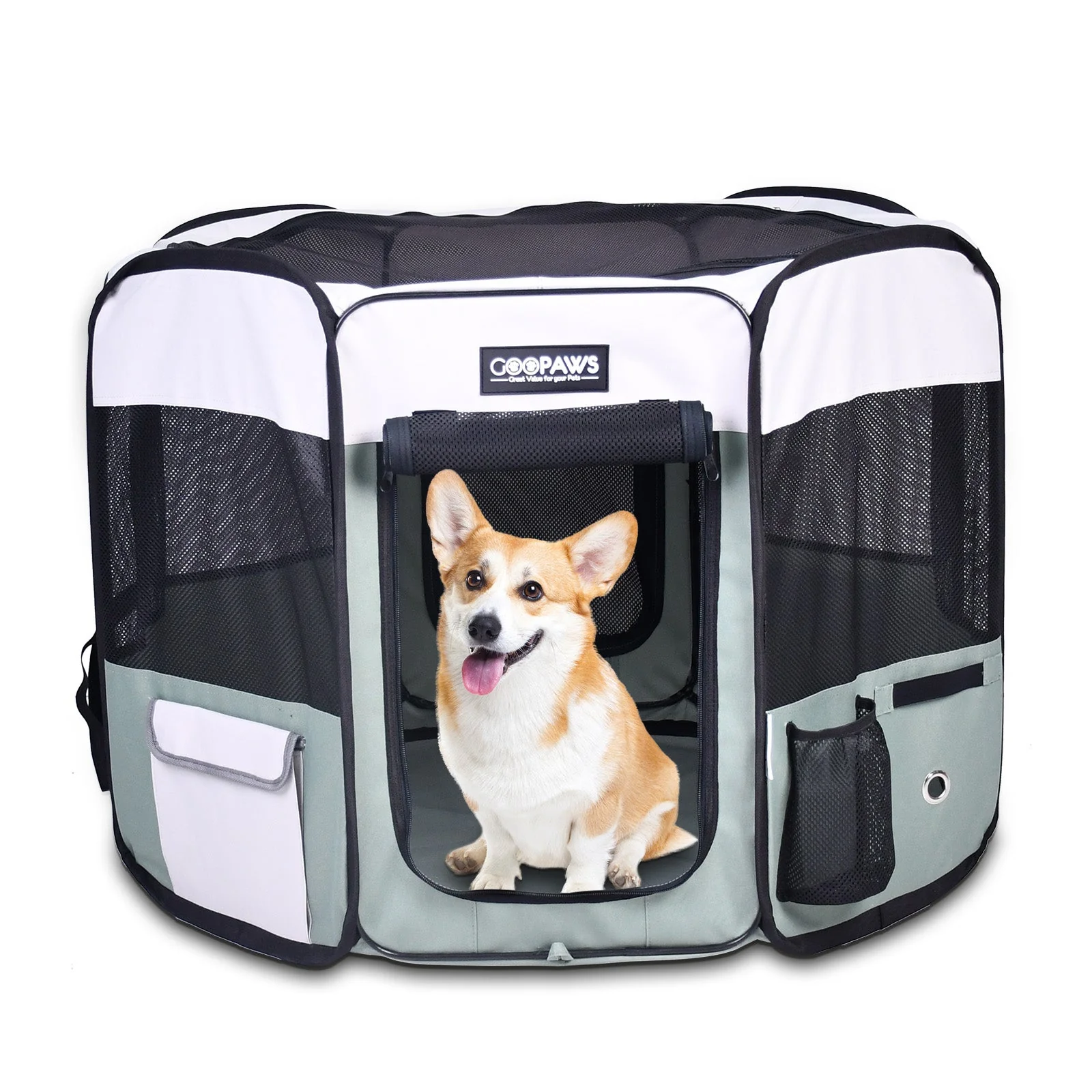 Jespet 2-Door Portable Soft-Sided Dog, Cat & Small Pet Exercise Playpen, Blue, 36'' - Image 7