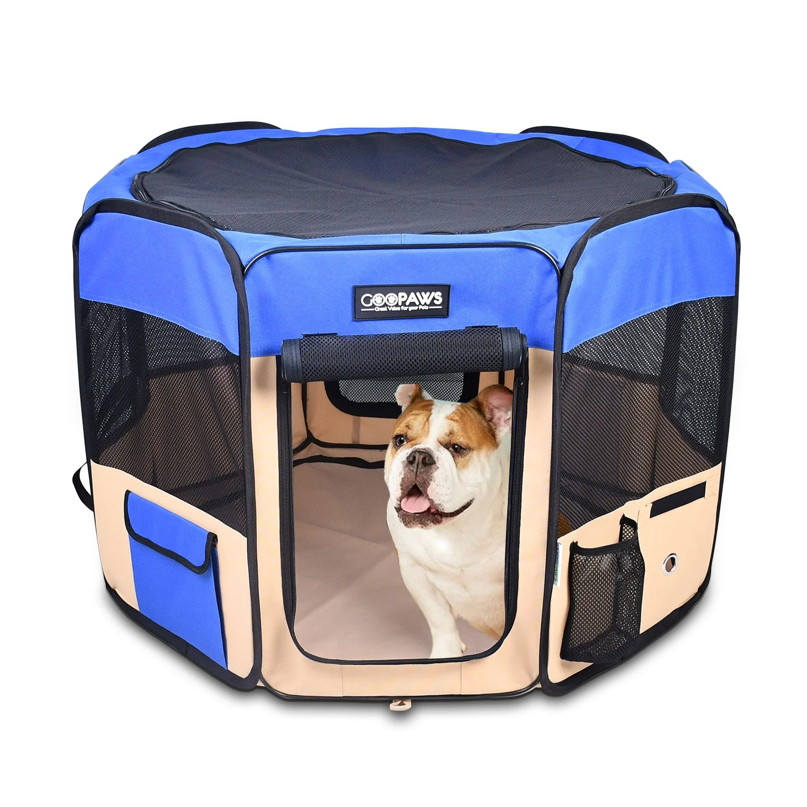 Jespet 2-Door Portable Soft-Sided Dog, Cat & Small Pet Exercise Playpen, Blue, 36'' - Image 8