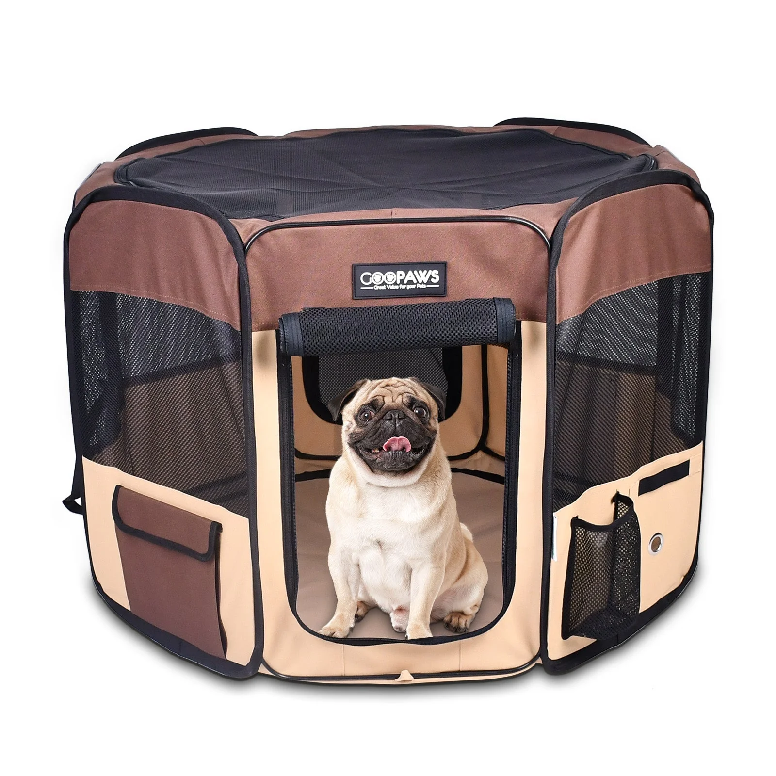 Jespet Soft-Sided Medium Dog Playpen, Brown 45''