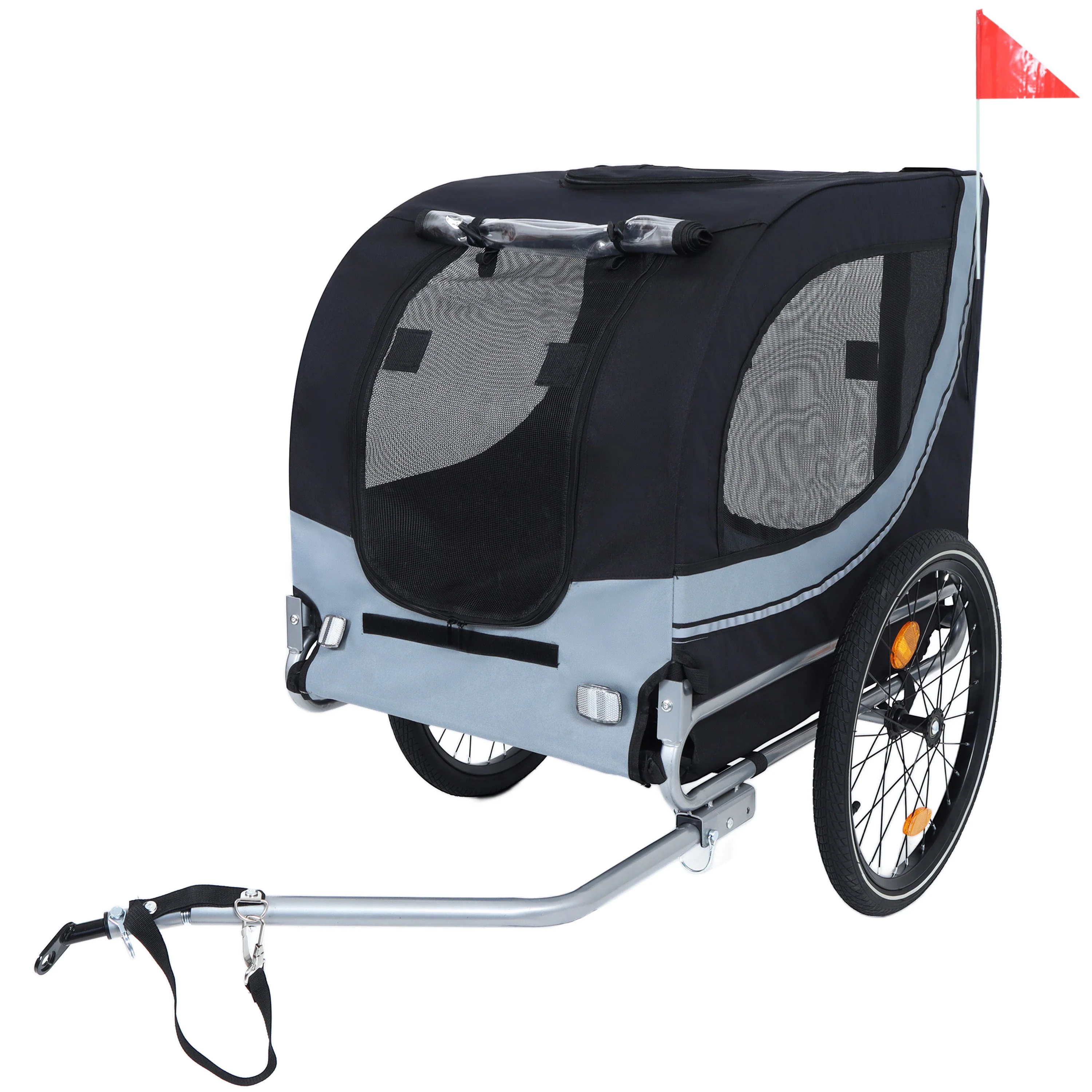 Large Folding Bike Trailer for Dogs β 66LB Capacity All-Terrain Pet Carrier, Durable Steel Frame for Cycling, Jogging, Camping & Outdoor Adventures, Black- Gray
