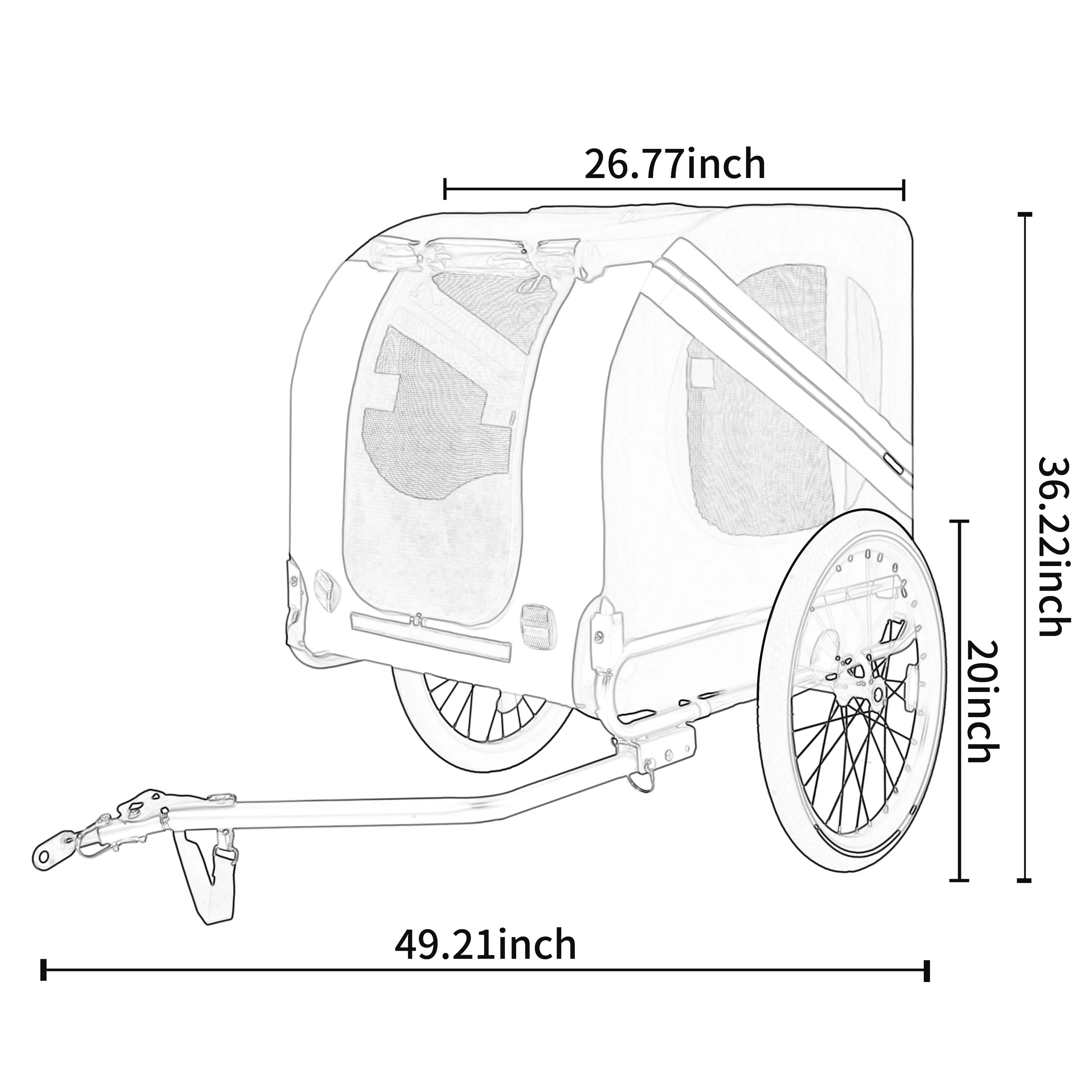 Large Folding Bike Trailer for Dogs β 66LB Capacity All-Terrain Pet Carrier, Durable Steel Frame for Cycling, Jogging, Camping & Outdoor Adventures, Black- Gray - Image 23