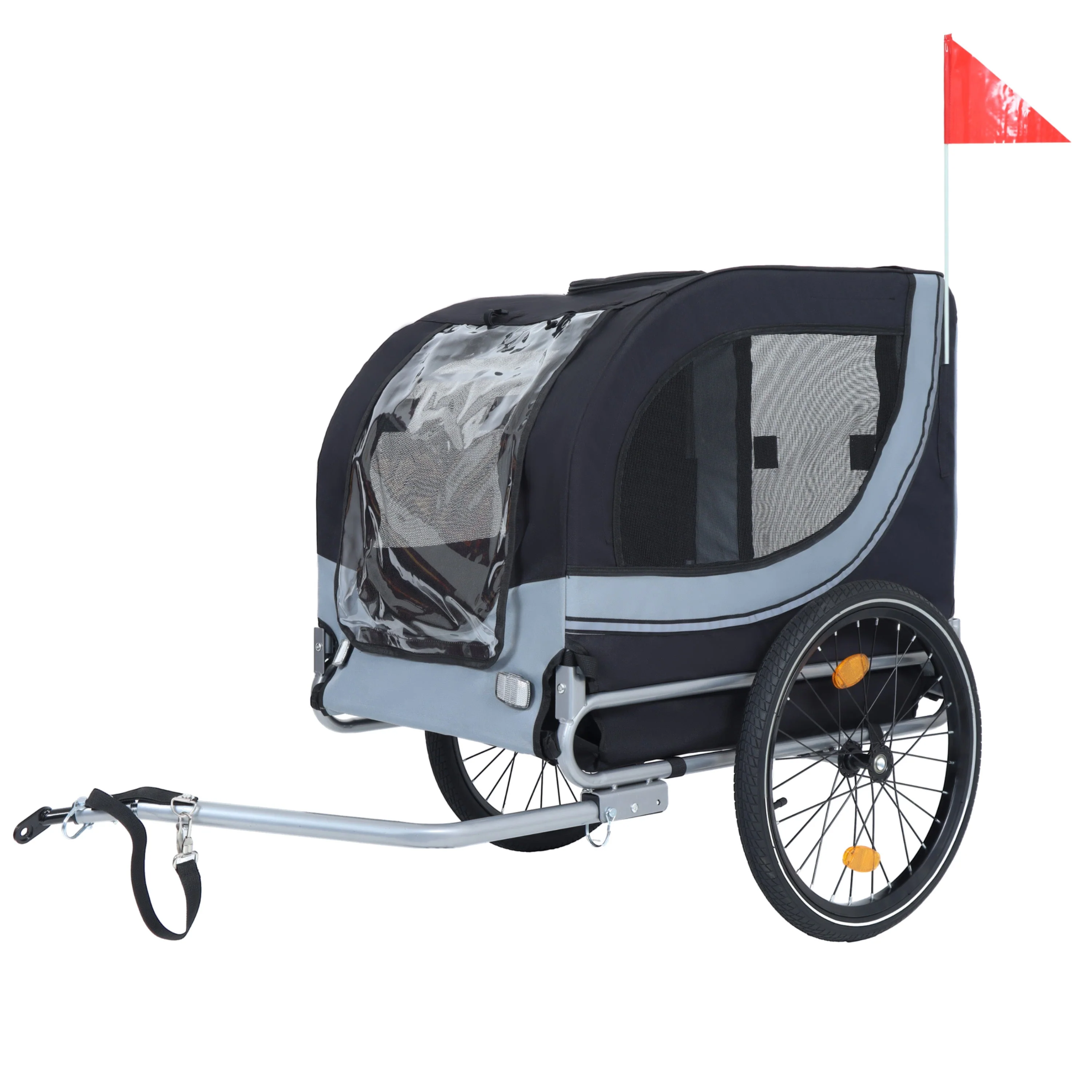 Large Folding Bike Trailer for Dogs β 66LB Capacity All-Terrain Pet Carrier, Durable Steel Frame for Cycling, Jogging, Camping & Outdoor Adventures, Black- Gray - Image 3