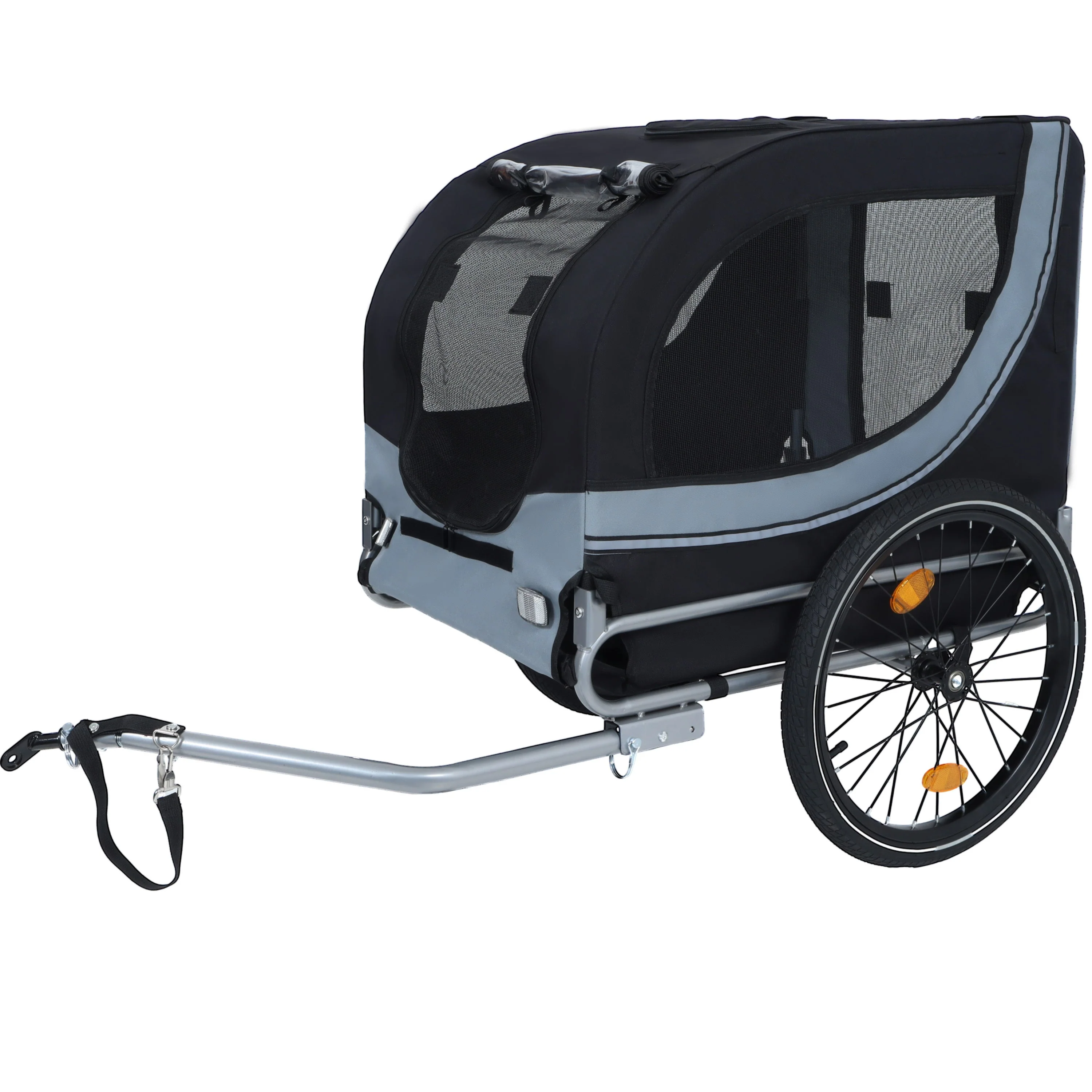 Large Folding Bike Trailer for Dogs β 66LB Capacity All-Terrain Pet Carrier, Durable Steel Frame for Cycling, Jogging, Camping & Outdoor Adventures, Black- Gray - Image 7