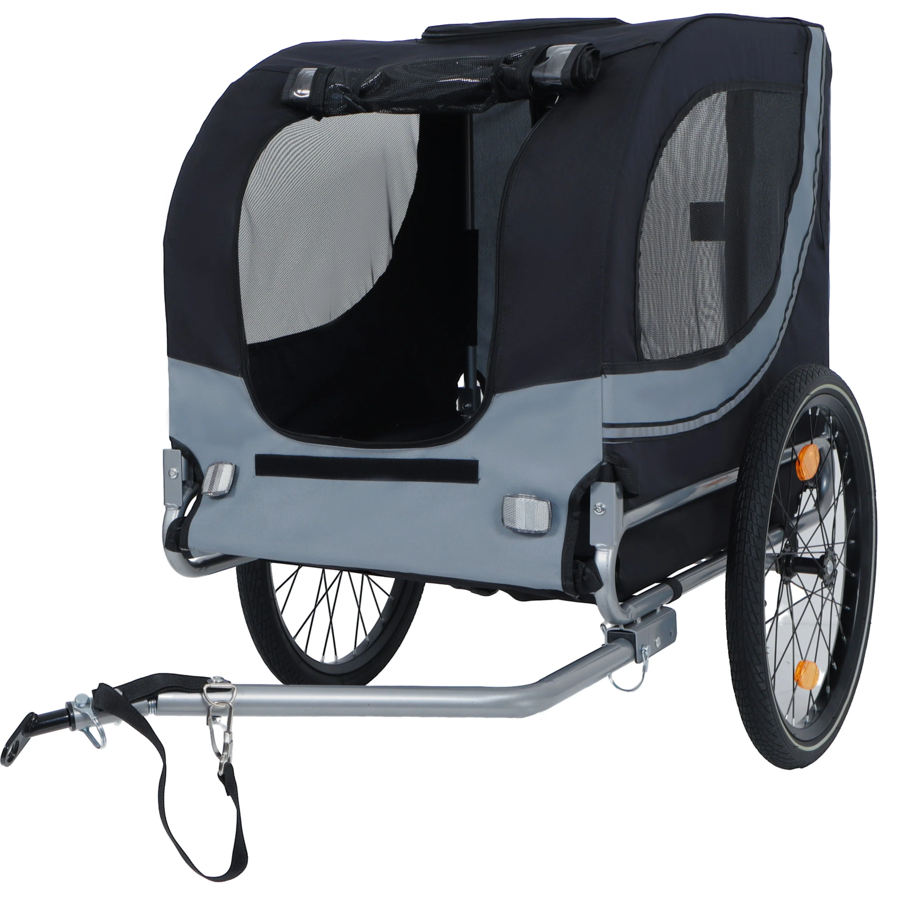 Large Folding Bike Trailer for Dogs β 66LB Capacity All-Terrain Pet Carrier, Durable Steel Frame for Cycling, Jogging, Camping & Outdoor Adventures, Black- Gray - Image 9