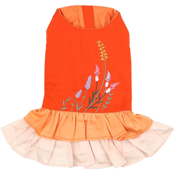 Parisian Pet 'Color Block Garden Dress' for Dogs and Cats, Comfortable and Stylish, Summer Outfit, Orange