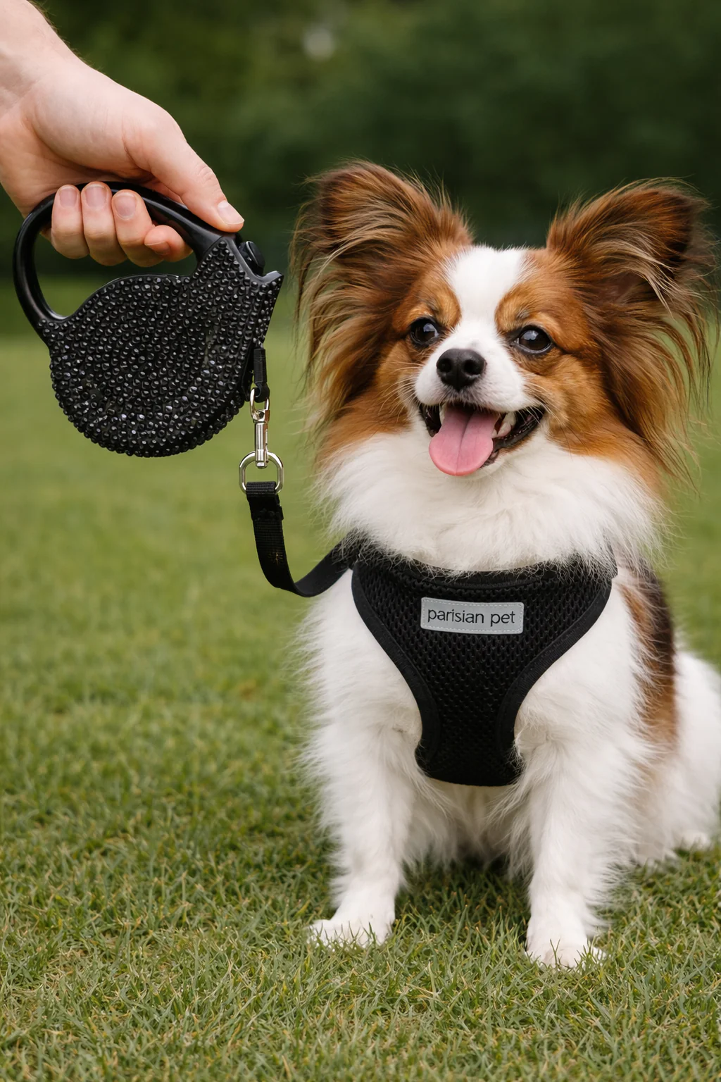 Parisian Pet 'Crystal Retractable Leash Black' for Dogs & Cats ā Comfortable 16-Foot Leash, Retractable Design - Image 3