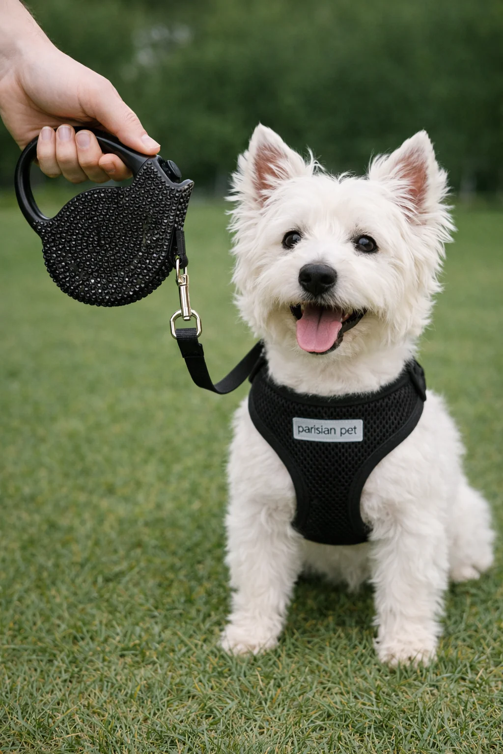 Parisian Pet 'Crystal Retractable Leash Black' for Dogs & Cats ā Comfortable 16-Foot Leash, Retractable Design - Image 4