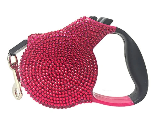 Parisian Pet 'Crystal Retractable Leash Dark Pink' for Dogs & Cats – Durable, Stylish 16-Foot Leash with Ergonomic Handle