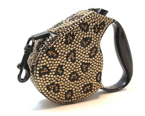 Parisian Pet 'Crystal Retractable Leash Leopard' for Dogs & Cats β Strong, Stylish Leash for Small Dogs, 16-Foot Length