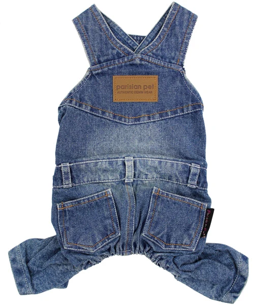 Parisian Pet 'Denim Overalls' – Durable and Trendy Pet Overalls for Dogs & Cats-Blue