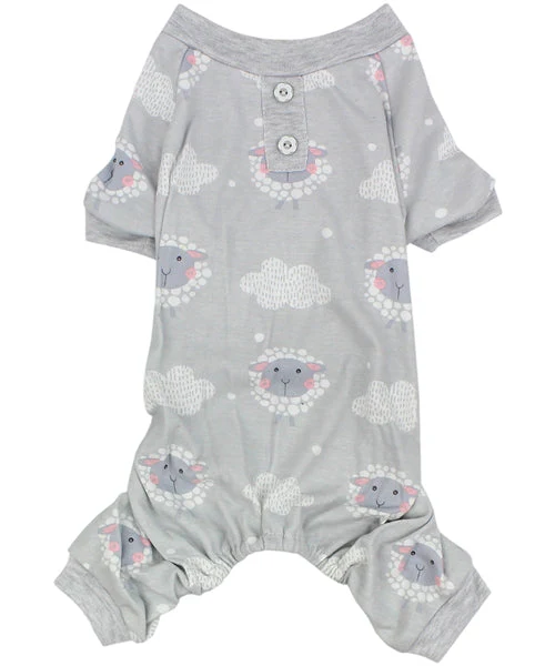Parisian Pet 'Grey Sheep' Pajama for Dogs & Cats, Designer Pet Sleepwear, Cozy Dog Pajama Set, Grey