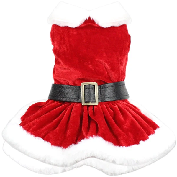 Parisian Pet 'Mrs. Claus Dress' Dog & Cat Shirt – Holiday Pet Dress, Perfect for Christmas – Red