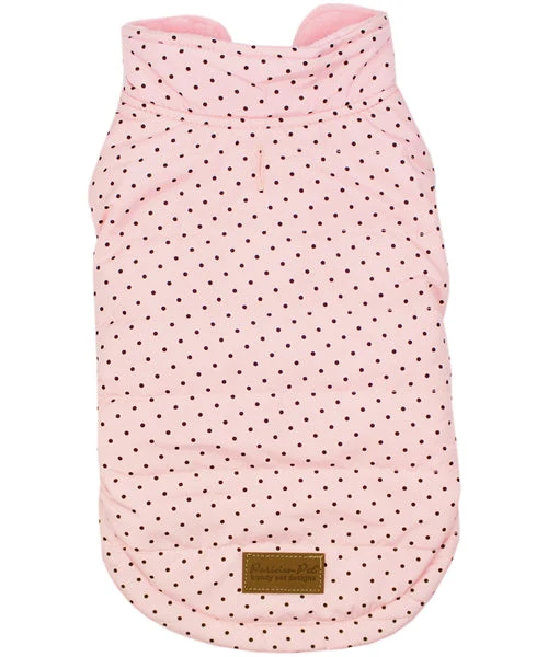 Parisian Pet 'Polka Dot Jacket' for Dogs & Cats, Designer Pet Outerwear, Holiday Pet Jacket, Pink with Black Dots-Valentine's Day