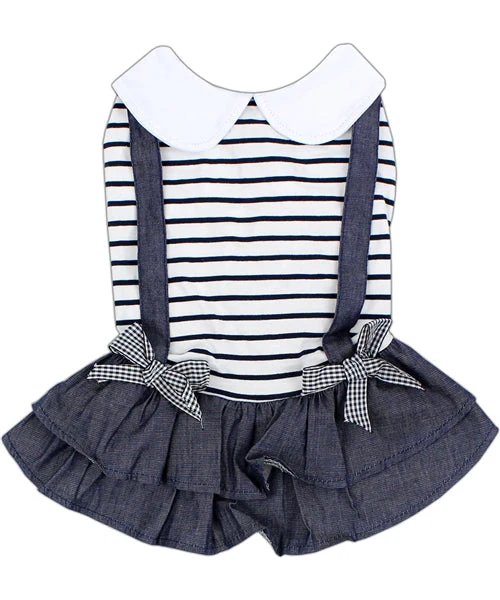 Parisian Pet 'Preppy Girl Dress' Dog & Cat Shirt – Designer Comfortable Pet Apparel – Dark Blue -Valentine's Day