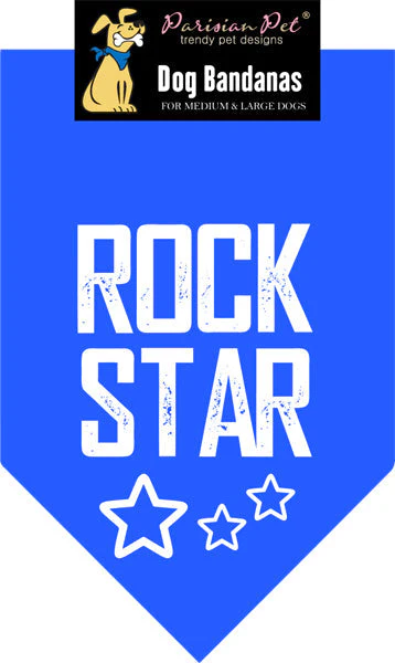 Parisian Pet 'Rock Star' Bandana for Dogs & Cats - Fashionable, Comfortable Blue Pet Bandana for Trendy Pets