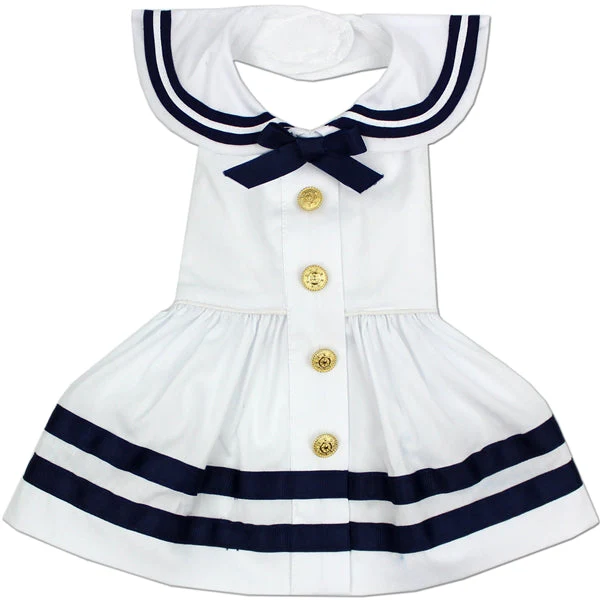 Parisian Pet 'Sailor Dress' Dog & Cat Shirt – Nautical Pet Apparel, Stylish & Comfortable – White & Blue