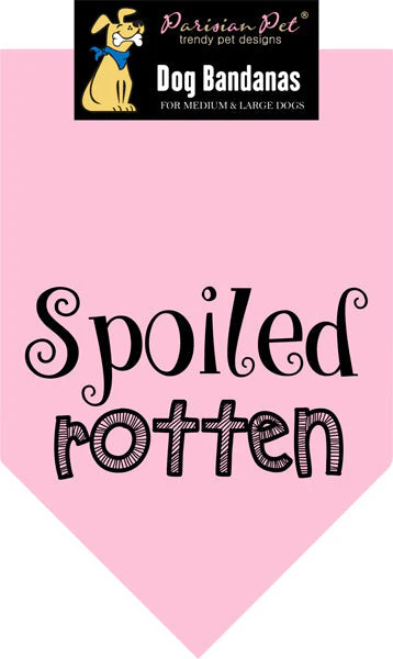 Parisian Pet 'Spoiled Rotten' Bandana for Dogs & Cats - Trendy, Comfortable, Funny Pink Dog Bandana