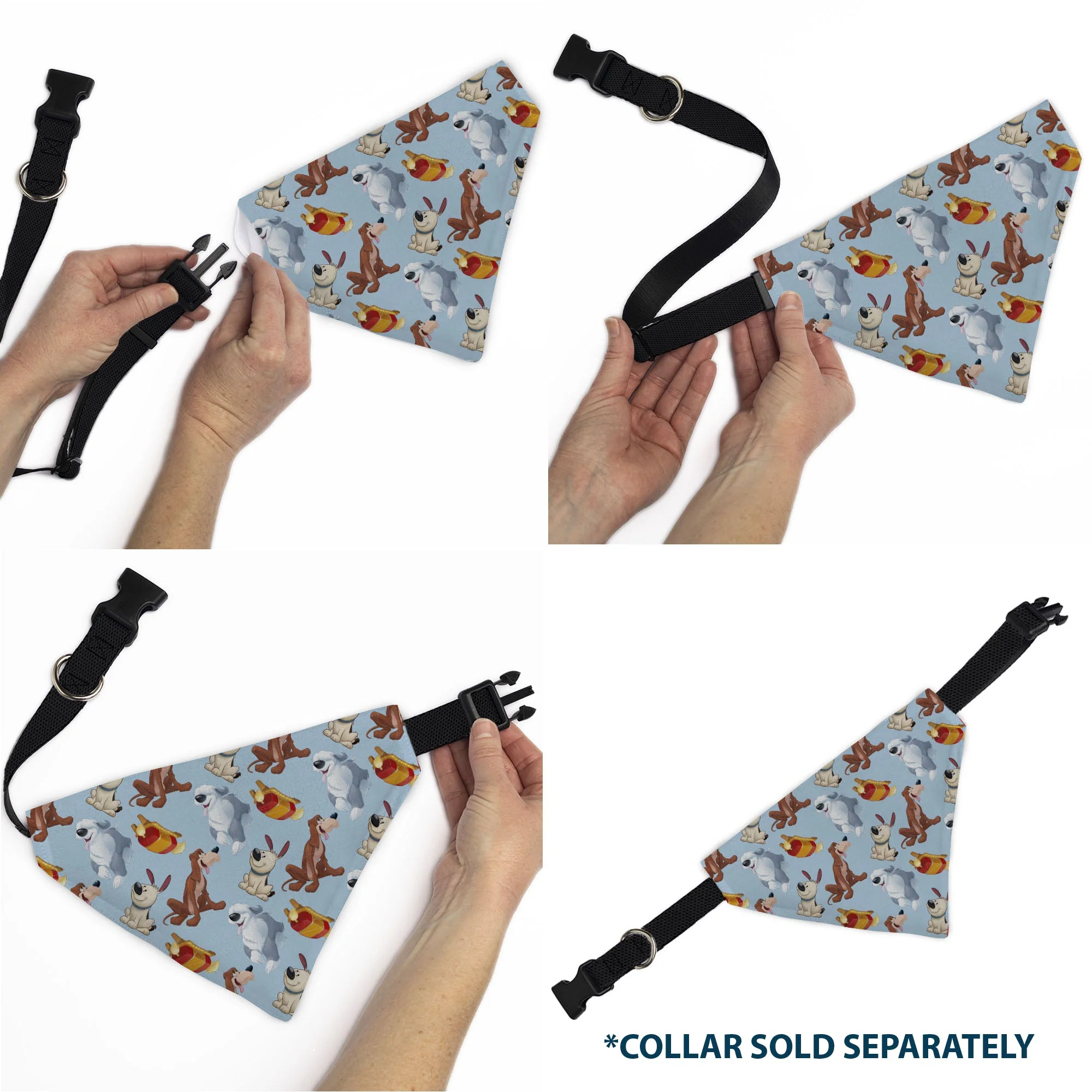 Pet Bandana - Disney Princess Dogs 4-Dog Group Collage/Paws Blues - Image 6