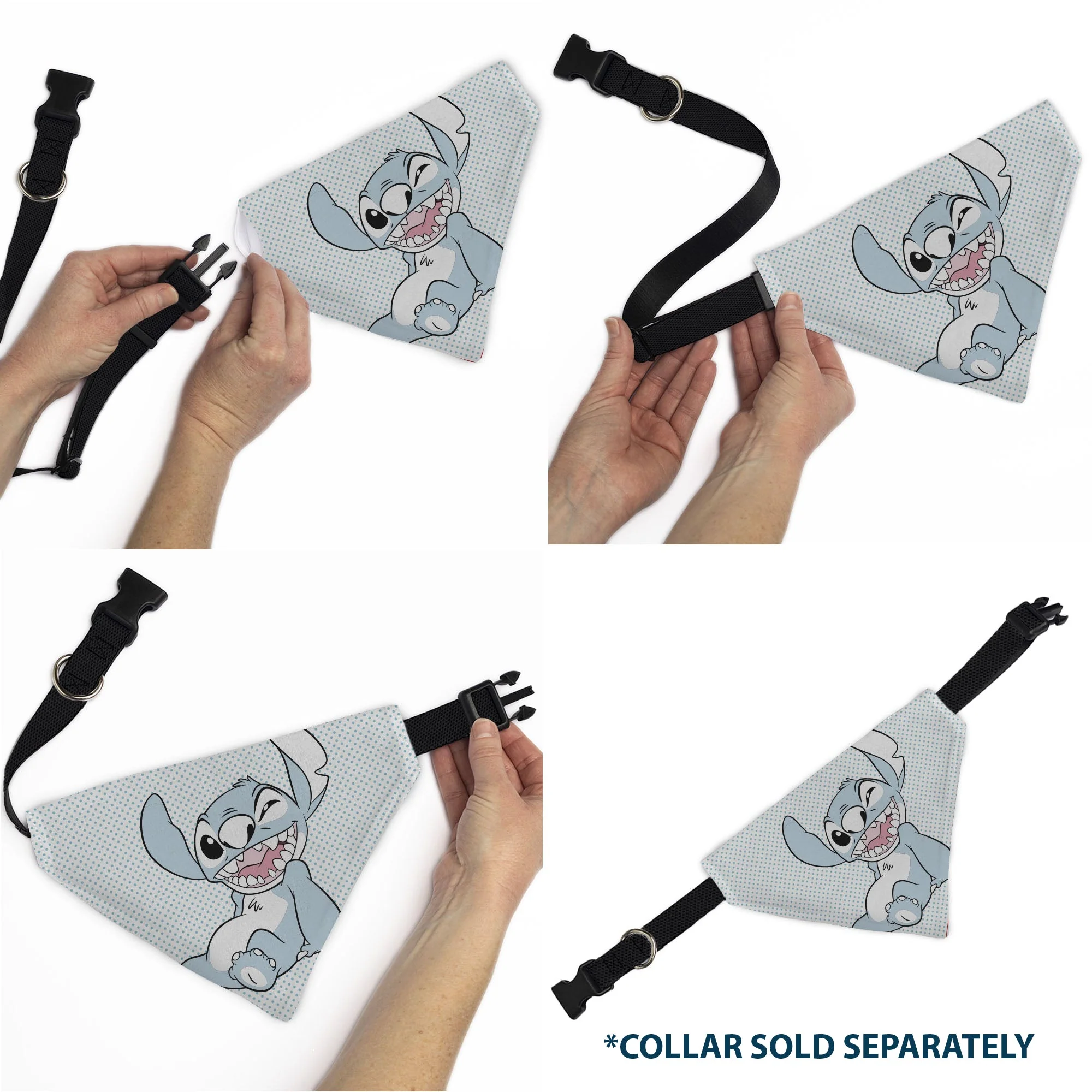 Pet Bandana - Lilo & Stitch Stitch Winking Pose and Polka Dots White/Blue - Image 6