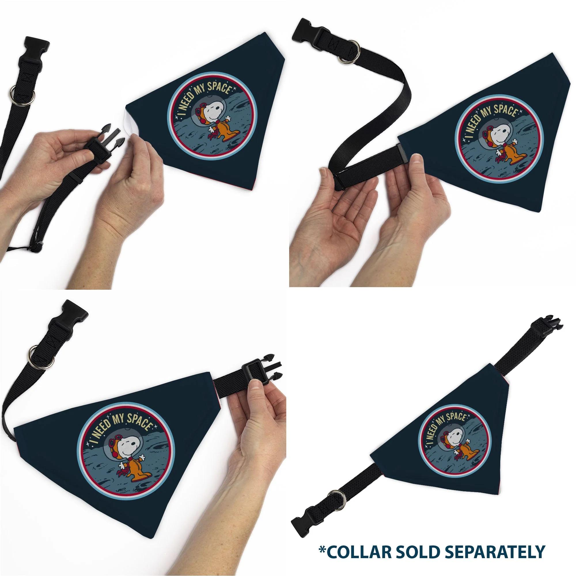 Pet Bandana - Peanuts Astronaut Snoopy I NEED MY SPACE Pose Blue - Image 6